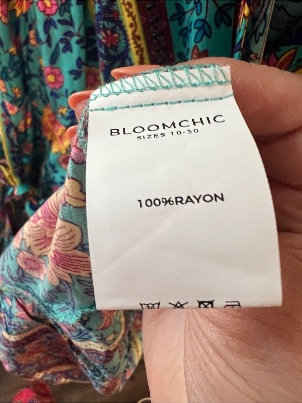 BloomChic Teal Floral Maxi Dress with Waist Tie - Picture 10 of 10